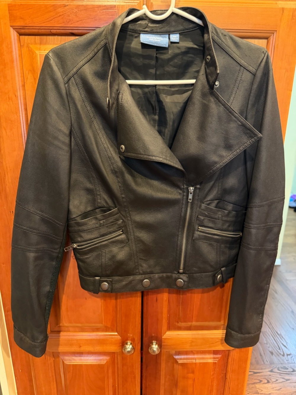 Simply Vera Vera Wang Black Faux Leather Moto Jacket